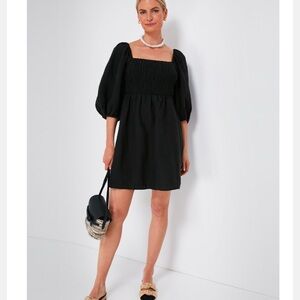 Tuckernuck Black Mini Dress with Puff Sleeves